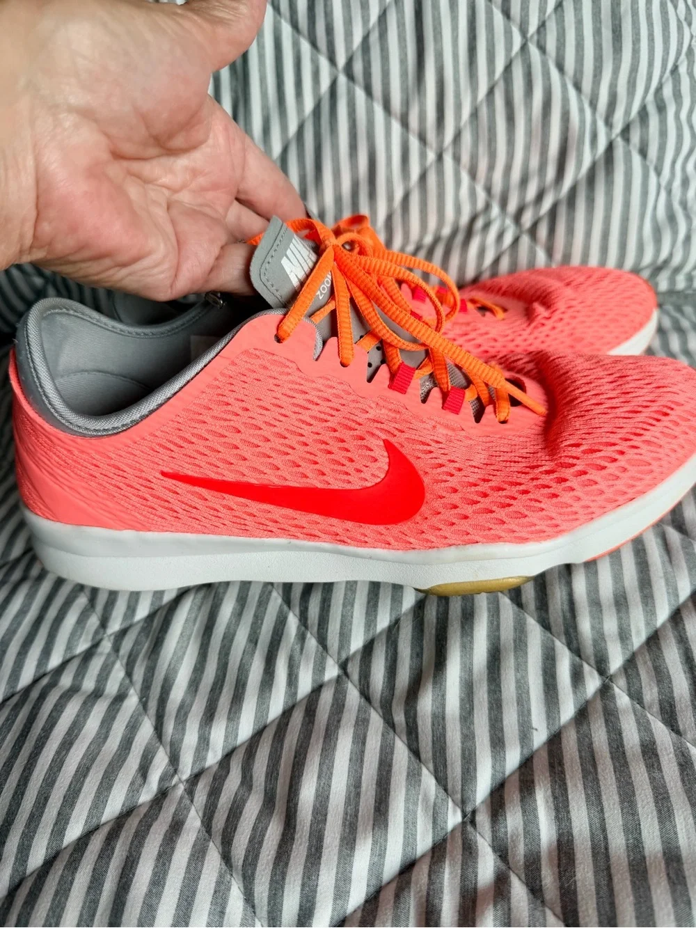 Nike Women's Coral and Orange Mesh Running Shoes